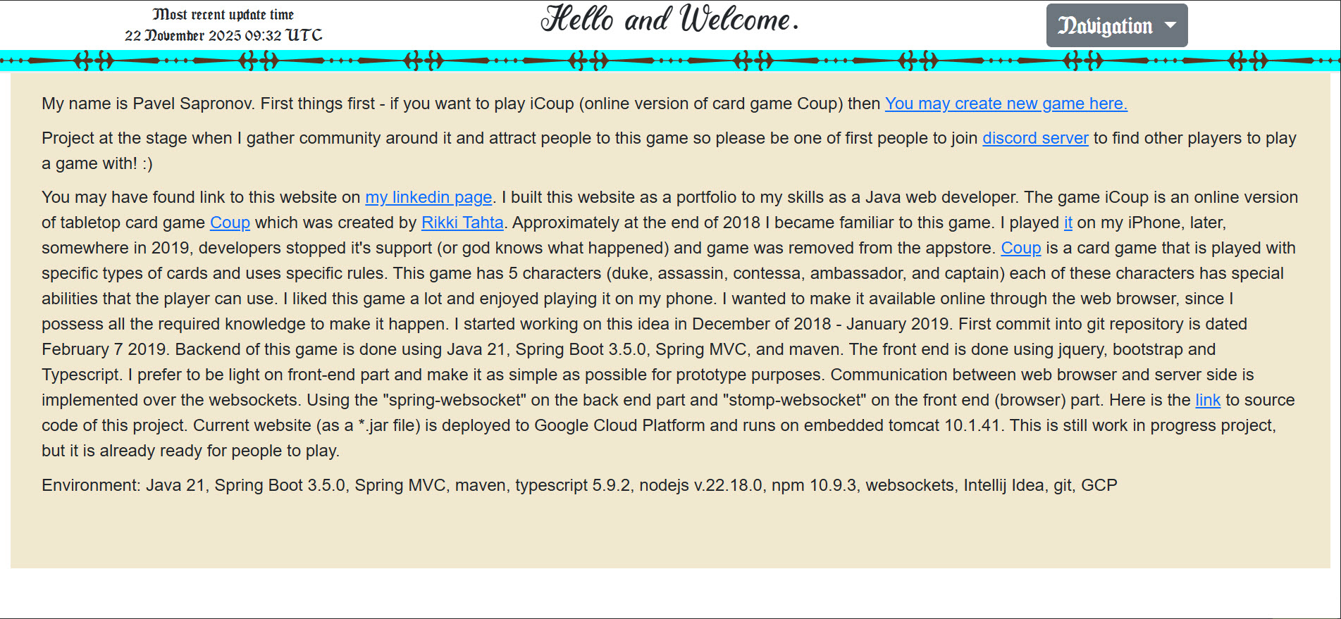 Screenshot main page with readable font.